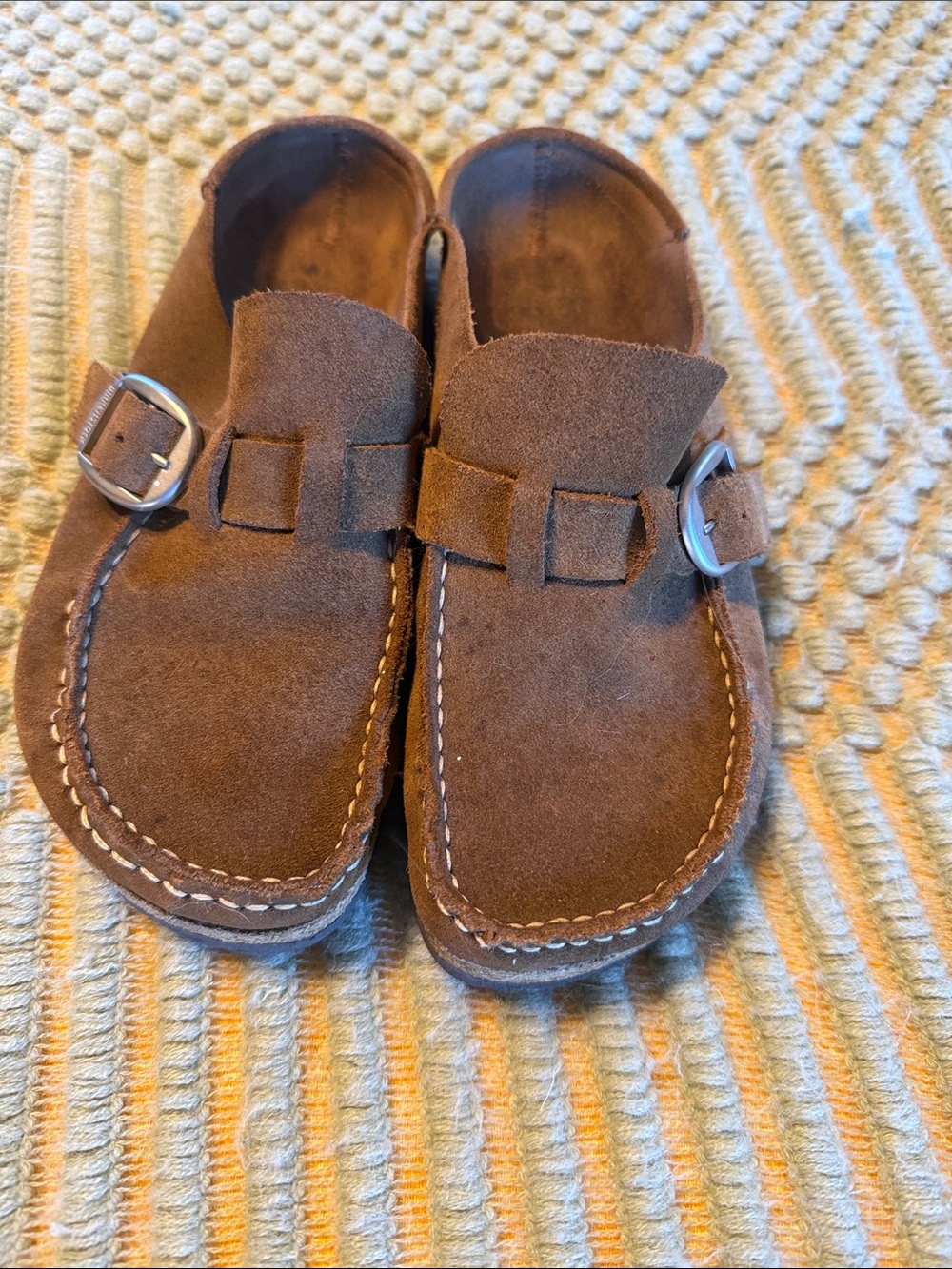 Birkenstock Brown Suede Slip-On Shoes with Buckle
